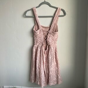 Blush Pink Lace Sundress with Corset Back